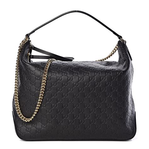 gucci signature large hobo black leather bag|gucci guccissima leather hobo bag.